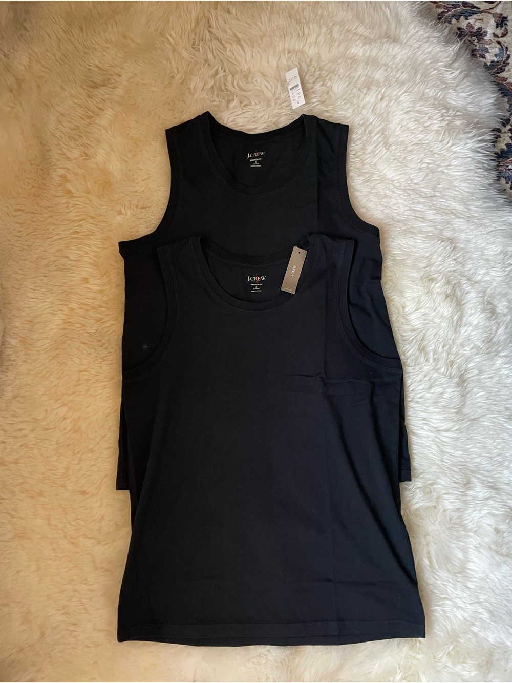 BNWT J Crew broken in cotton black faded tank top set of two
